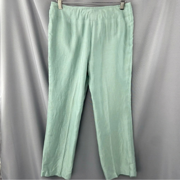 Sigrid Olsen Linen/Silk Blend Trouser Pants in Seafoam Green Size 6P - Picture 5 of 7